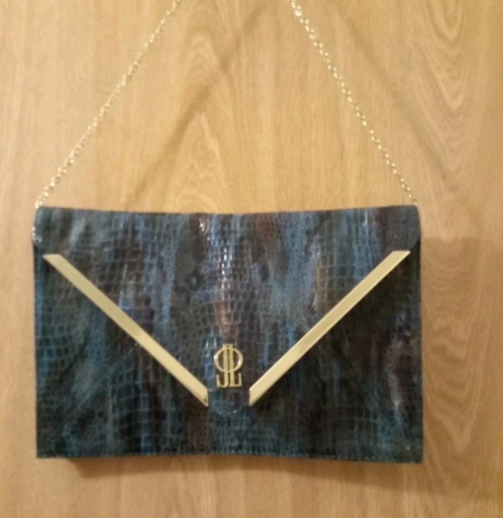 JLO Green Snakeskin Pattern Clutch Crossbody Shoulder Bag Womens Small/Medium